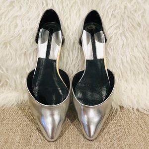 Zara Mirrored Silver Flats  SZ 7